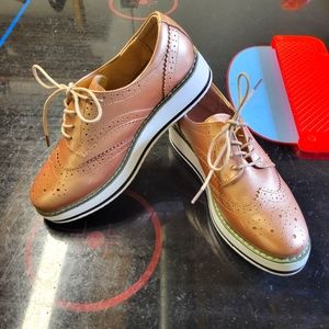 Cute rose gold platform oxfords